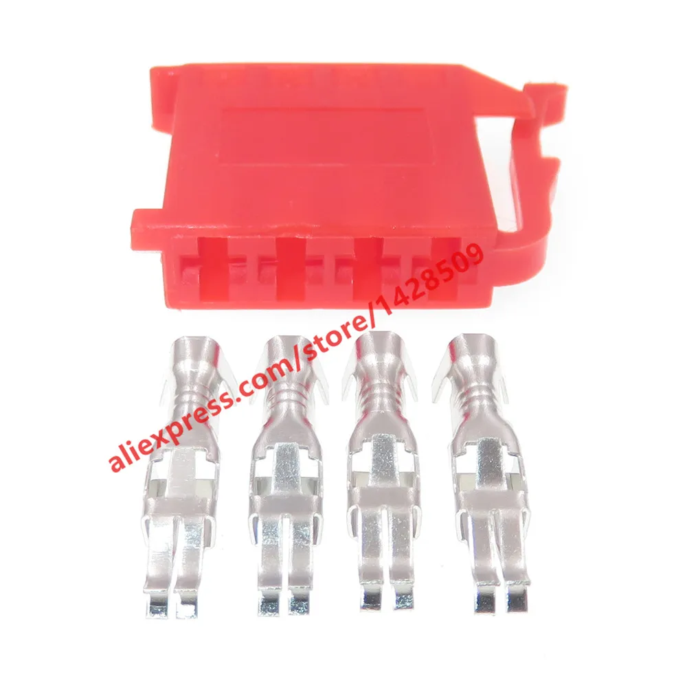1 Set 4 Pin 2.8mm Automotive Red Housing Connector With Pins Car Plug Wire Socket Auto Modification Accessories