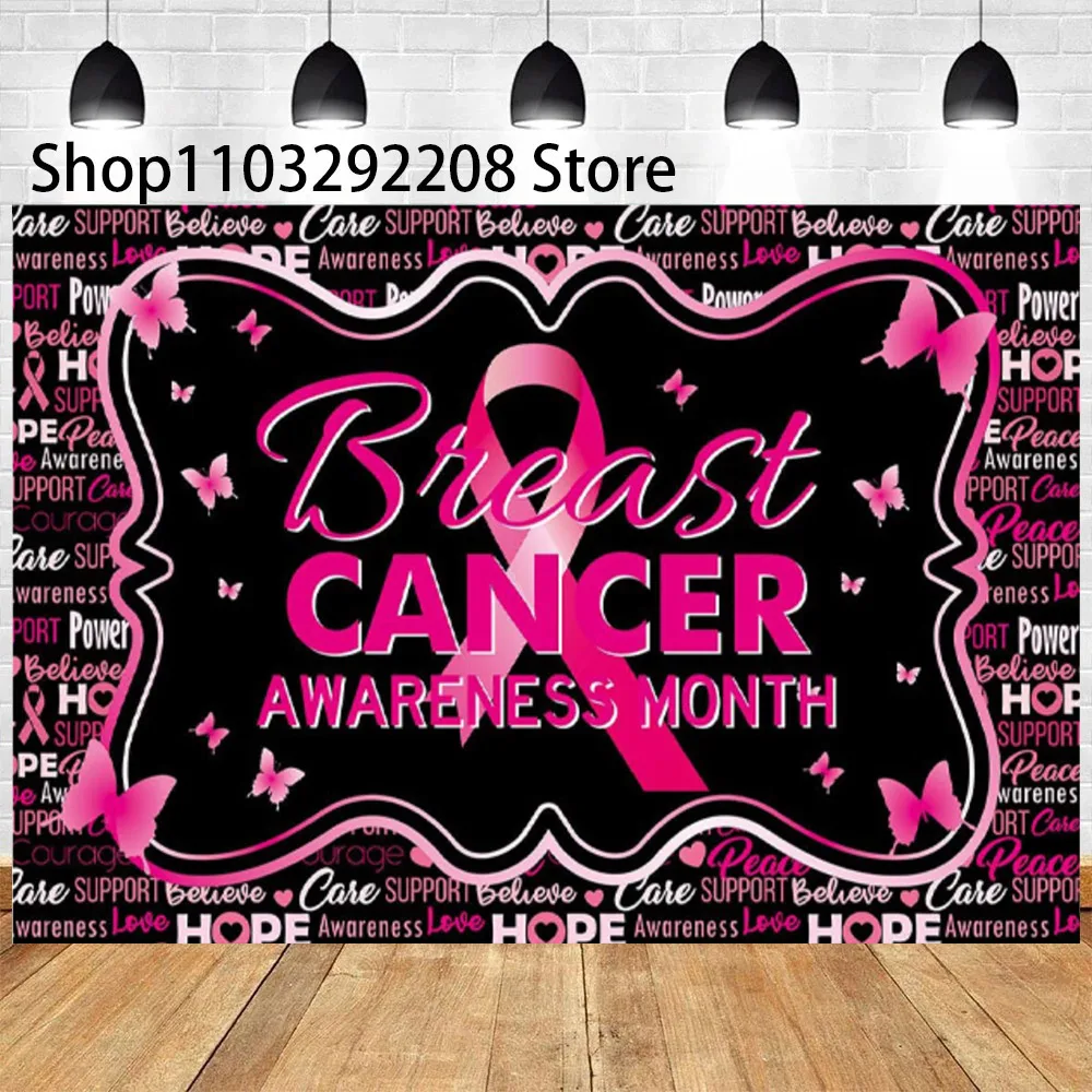 Pink Ribbon Butterfly Love Hope Support Courage Theme October Breast Cancer Awareness Charity Activities Party  for Women Props