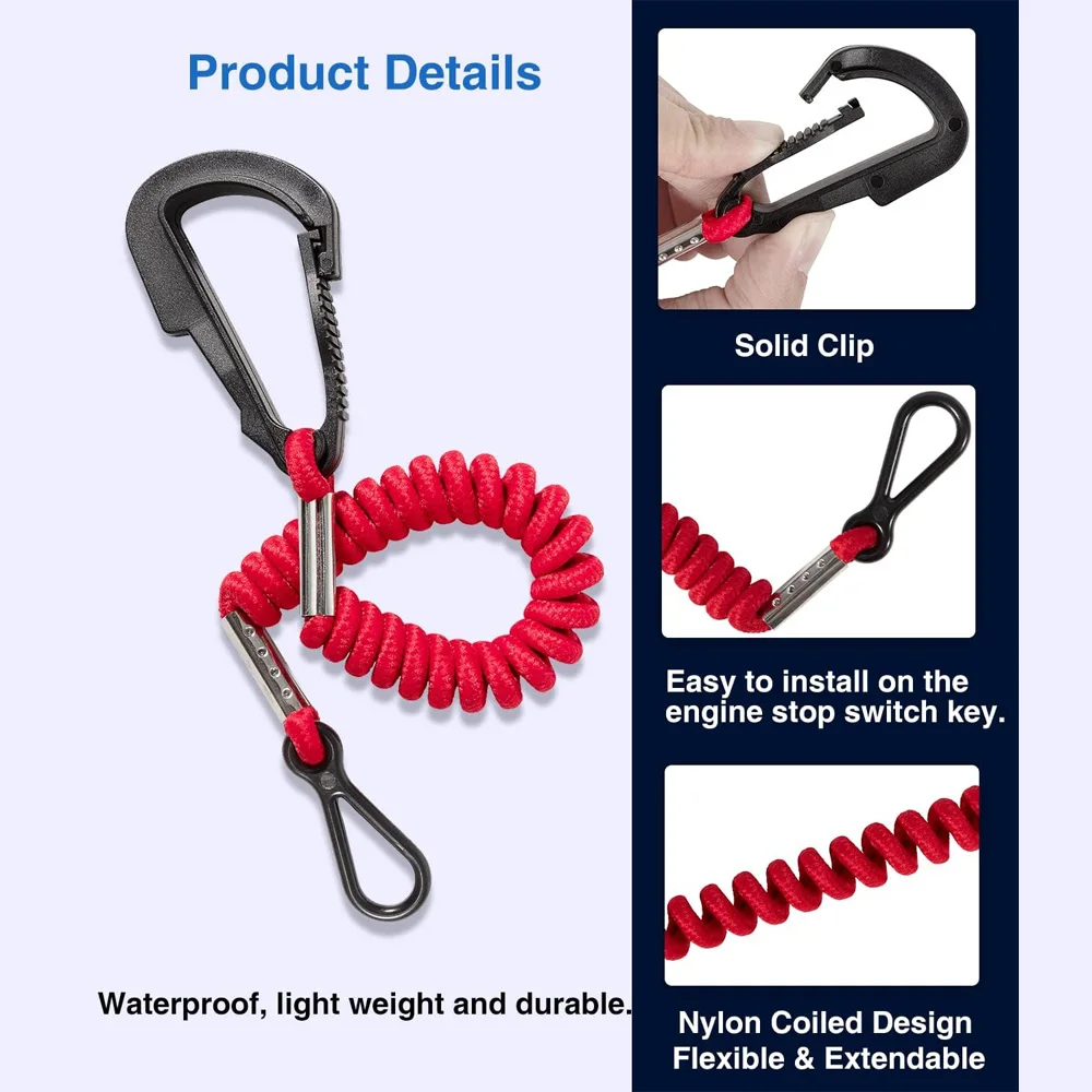 

8M0092849 Boat Kill Switch Safety Lanyard - [3 PCS] Boat Engine Emergency Stop Switch, for Mercury Mercruiser Outboard Motor