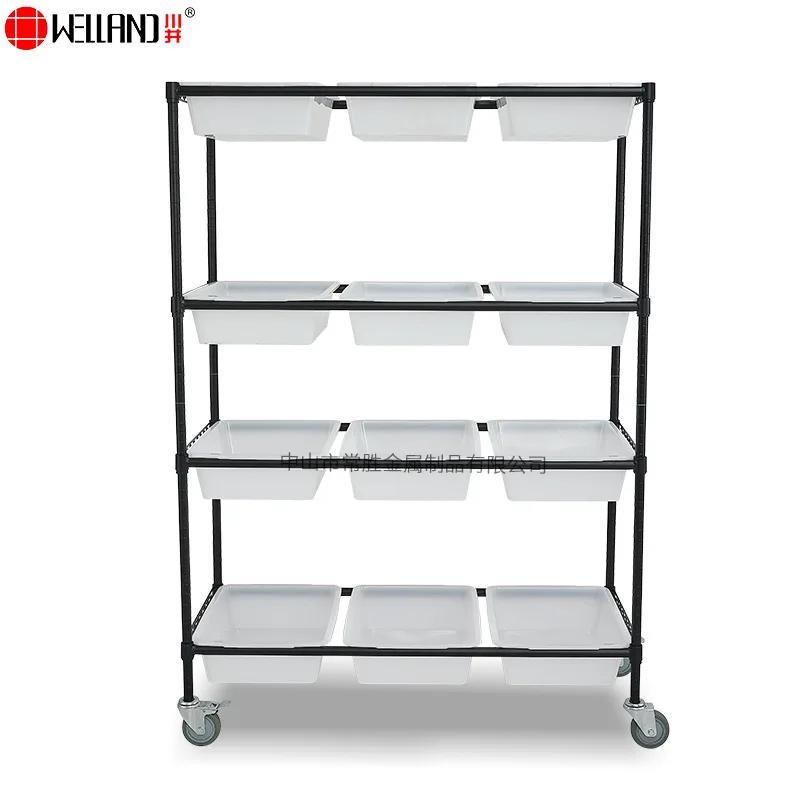 YJQ with universal wheel picker modern simple installation and disassembly four-layer wire mesh rack