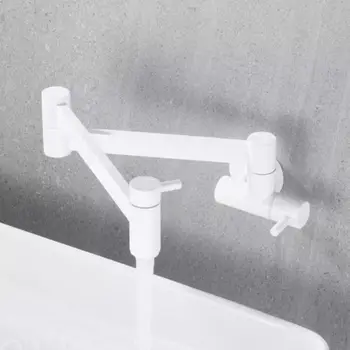 Robinet de remplissage de pot mural en laiton, robinet d'évier de cuisine, bec pliant rotatif à 360 degrés, robinets froids simples, noir et blanc