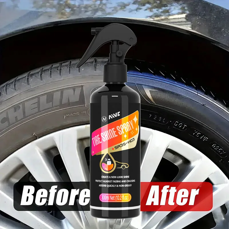Tire Shine Spray, Black Gloss Tyre Coating, Rubber & Plastic Restorer, Anti-Aging, Long Lasting Shine image 6