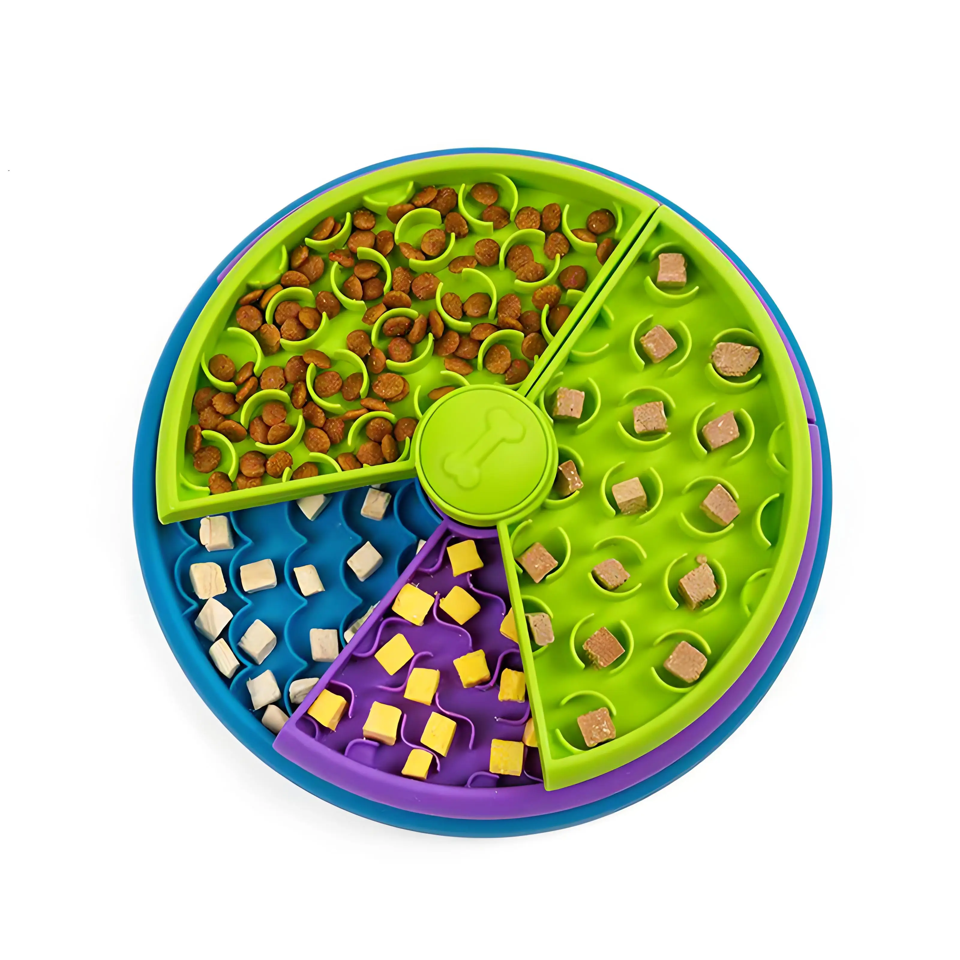 Dog Slow Feeder Bowl, 3 Layers Spin Puzzle Bowl for Dogs Slow Eating, Anti-anxiety Dog Game Slow Feeding Dog Bowl Large