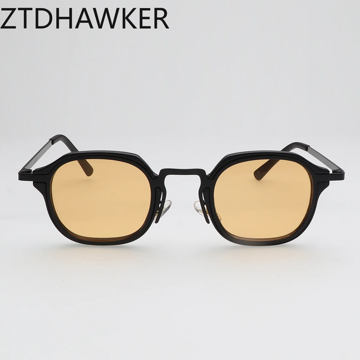 2024 New Style Square Trendy Simple Metal Men and Women Sunglasses Black Lens Ball Party