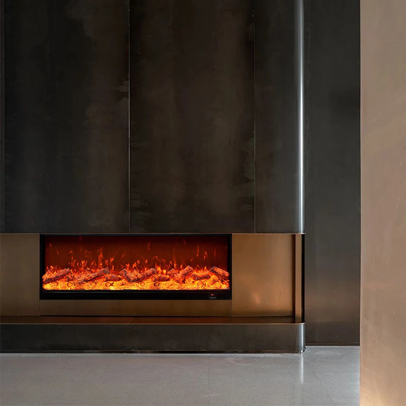 Safe No Smoke Built-in Electric Fireplace Custom Size Remote Operated Flame Effect Optional Heating For Outdoor/Hotel Use