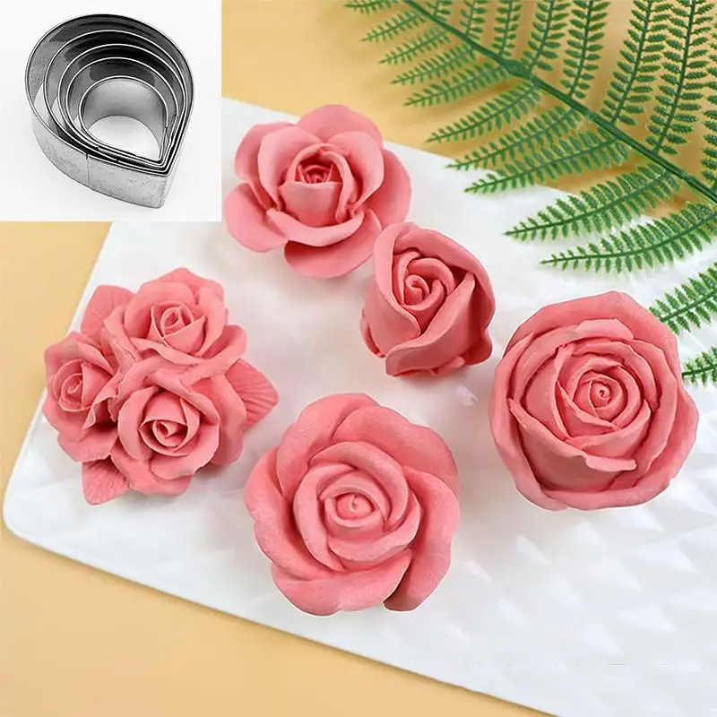 5/7Pcs Peony Petal Veiner Silicone Mold Stainless Steel Cutter Mould Handmade Fondant Flower Molds Cake Decorating Tool Bakeware