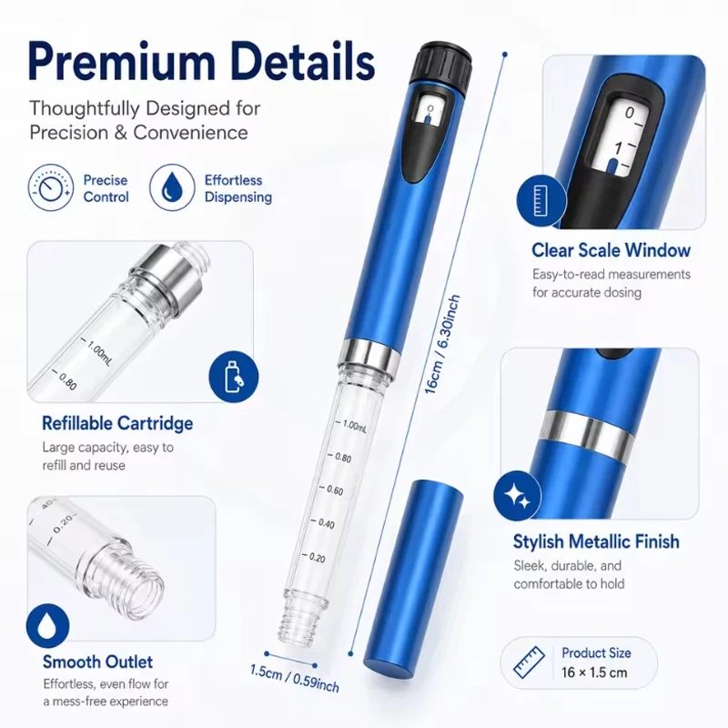 Hot Magic Pen Wrinkle Smoothing Beauty Device, Insulin Cartridge Bottle Consumables, Reusable Injection Pen for Beauty Salon