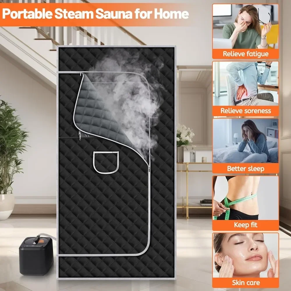 Caixa de sauna portátil, sala de sauna a vapor para uso doméstico, barraca de sauna pessoal de grande espaço com vaporizador de 3,0 litros, cadeira dobrável