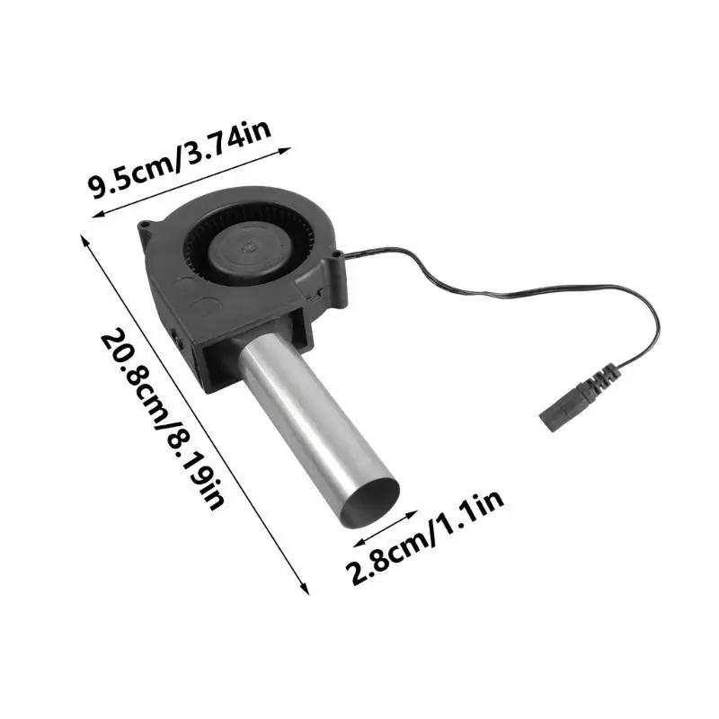 652F مروحة منفاخ متعددة الأغراض 12 فولت مع مخرج أنبوب معدني لبدء الحريق والتهوية مجهزة بأنبوب من الفولاذ المقاوم للصدأ