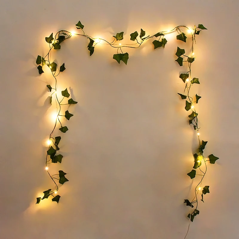 2/5/10M Seidenblätter Fake Creeper Green Leaf Ivy Vine LED-Lichterketten für Zuhause, Hochzeit, Hängegirlande, künstliche Pflanzen, Dekor – Detail 8