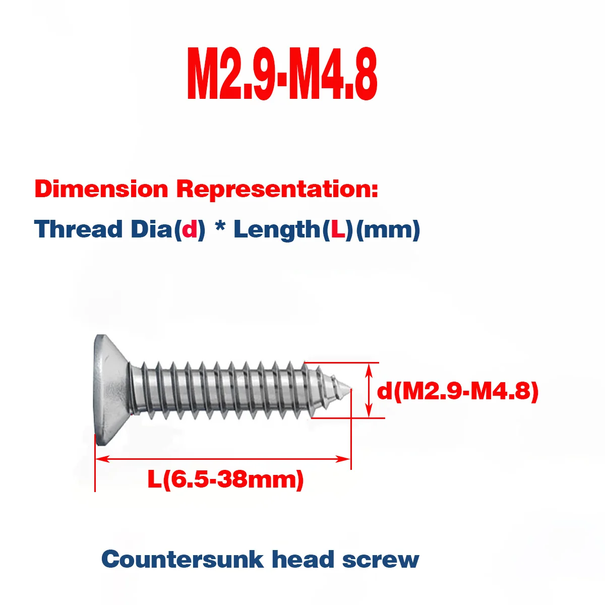 304 Stainless Steel Countersunk Flat Head Anti-Theft Self Tapping Screw M2.9-M4.8