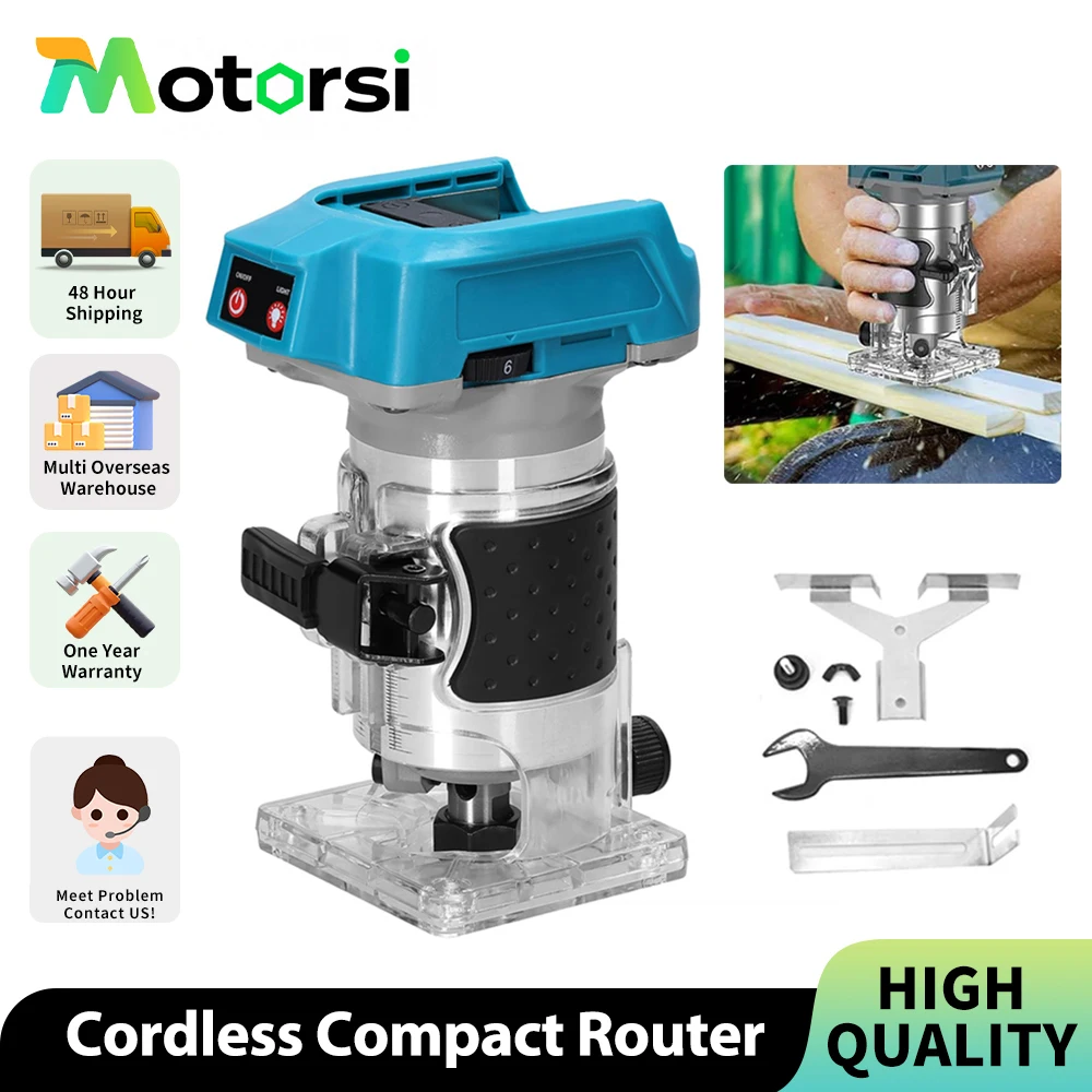 Motorsi sem escova 18000rpm carpintaria aparador elétrico sem fio roteador de madeira gravura entalho máquina 6 velocidade ajustável