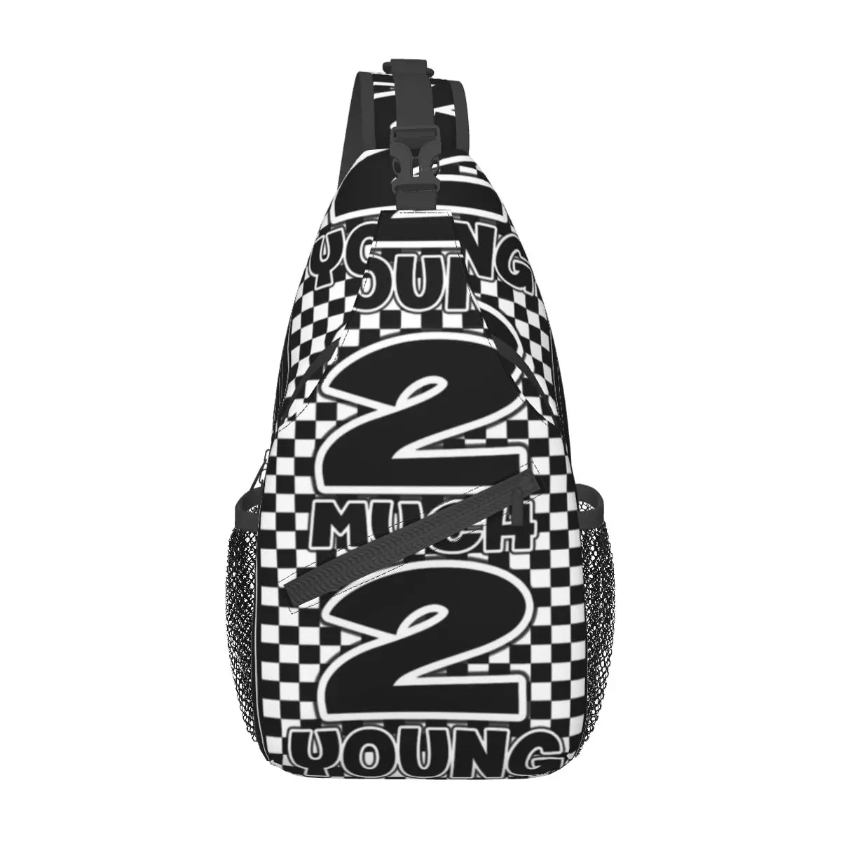 2 Much 2 Young Ska Check Sling Bag Accessories For Unisex Street Two Tone Ska-rock Music Fanny Pack