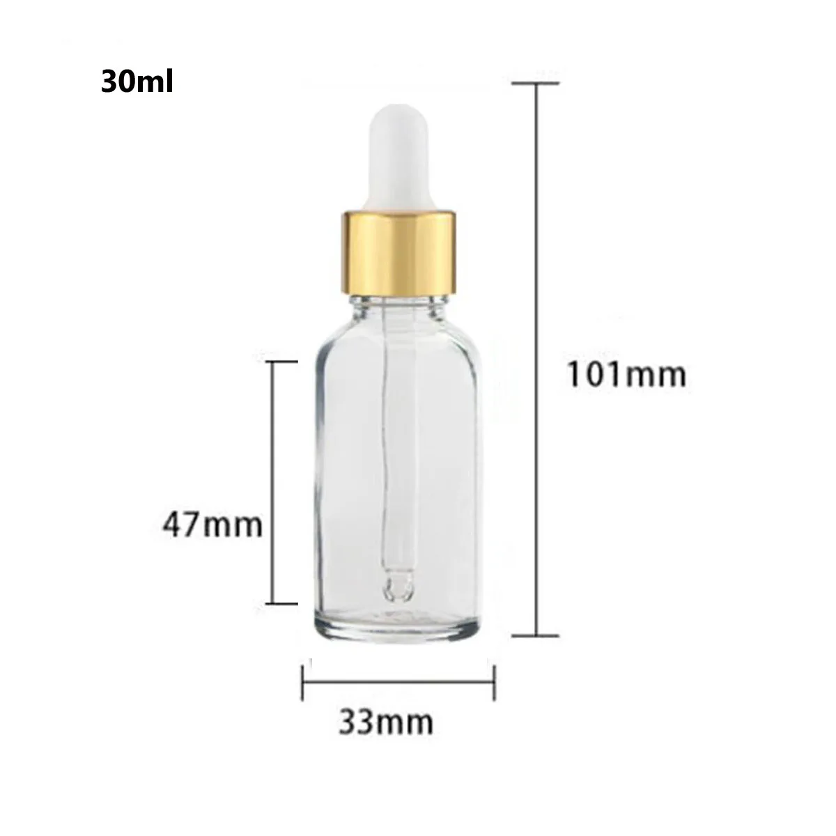 빈 투명 유리 스포이드 병, 세럼 에센셜 오일 향수 리필 가능 액체 용기, 아이 드롭, 5 ml, 10 ml, 15 ml, 20 ml, 30 ml, 50 ml, 100ml