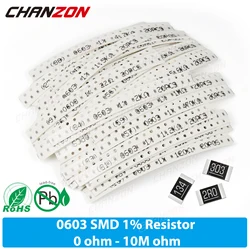 0603 Kit resistore SMD ad alta precisione 1% 0ohm 16 100 470 1K 4.7K 3.9K 10K 33K 43K 56K 62K 75K 82K 91K Ohm 1M5 4M7 Set di assortimento