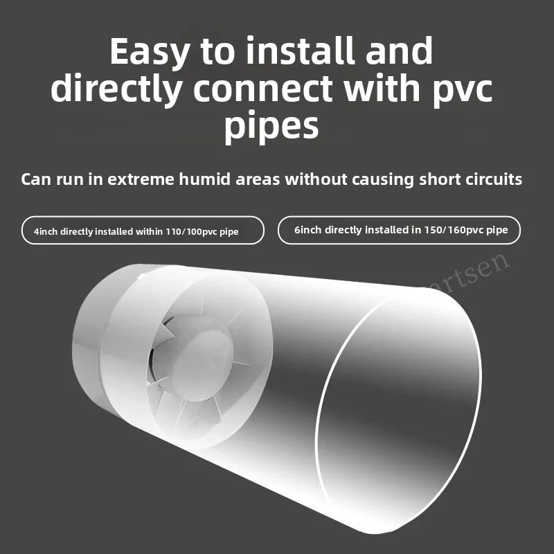 4/6 Inch Inline Duct Fan Air Ventilator Metal Pipe Ventilation Exhaust Fan Mini Extractor Bathroom Toilet