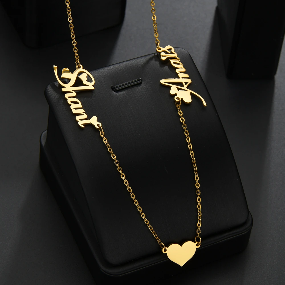 Acheerup – collier personnalisé 1-6 noms pour femmes, en acier inoxydable, pendentif papillon en Zircon, plusieurs lettres cubiques, bijoux cadeau