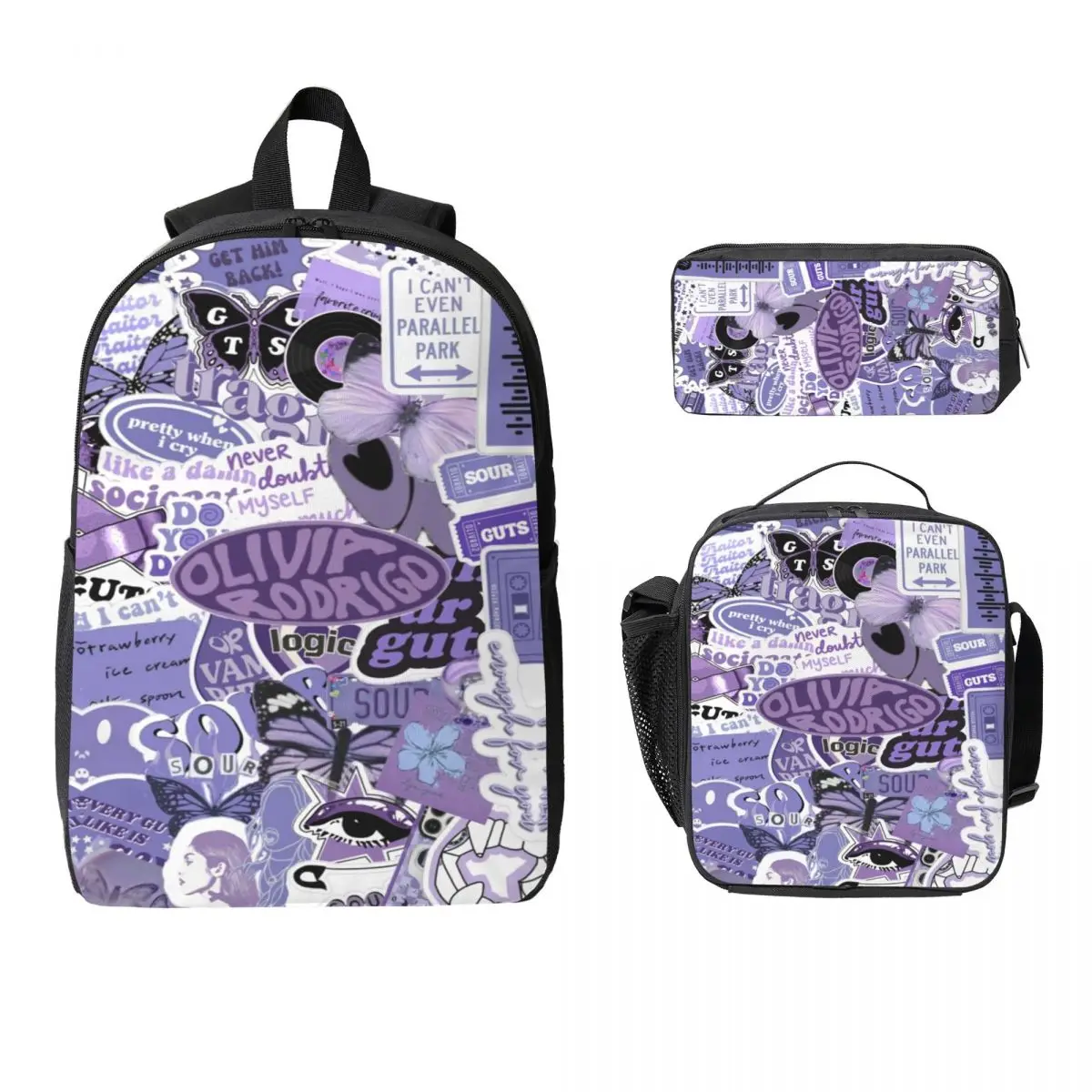 

3Pcs O-Olivias Rodrigoss Singer Backpack Set for Children Pen Bags Bookbag Sets with Lunch Box For School Students Daypack