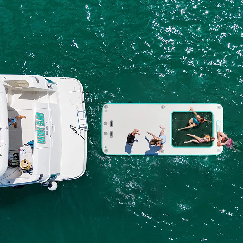 منصة عائمة قابلة للنفخ على الماء بإبرة خارجية متينة لحمام السباحة واليخوت ومنصة ترفيهية لصيد الأسماك على شكل جسر عائم #5