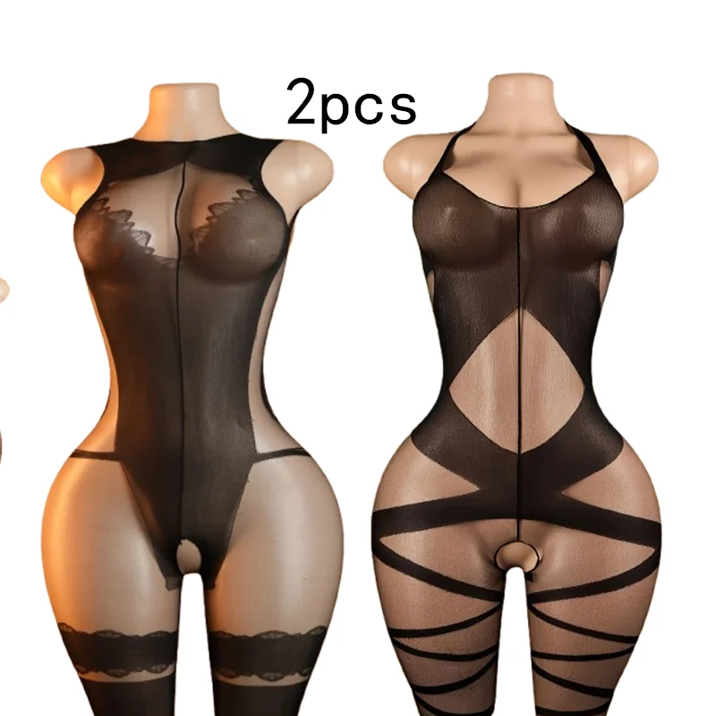 2-Pack – Sexy fishnet bodysuit; comfortable, form-fitting design for adults; suitable for themed costumes or intimate wear.
