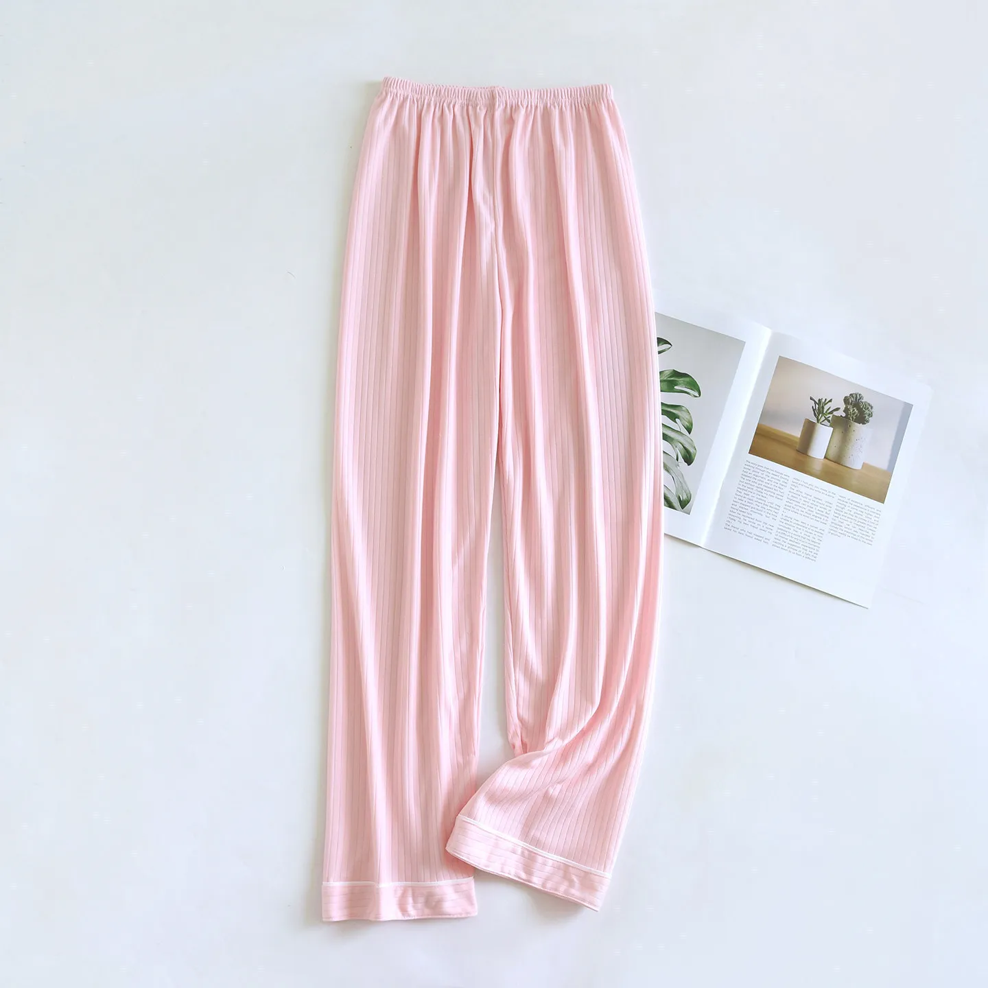 Women's Sleeping Pants Made of Pure Cotton Loose and Simple Solid Color Casual Straight Leg Single Walk Long Pants Home Pants