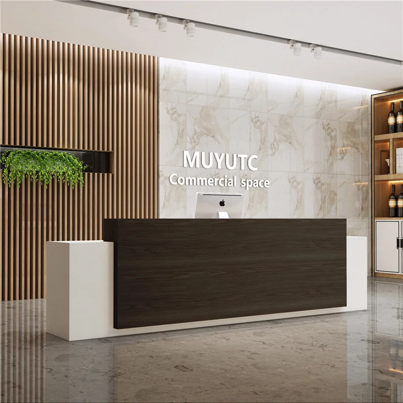 Simple Retro Reception Desk Training Institution Hotel Company Reception Desk Fashion Office Furniture Reception Et Table YS40CC