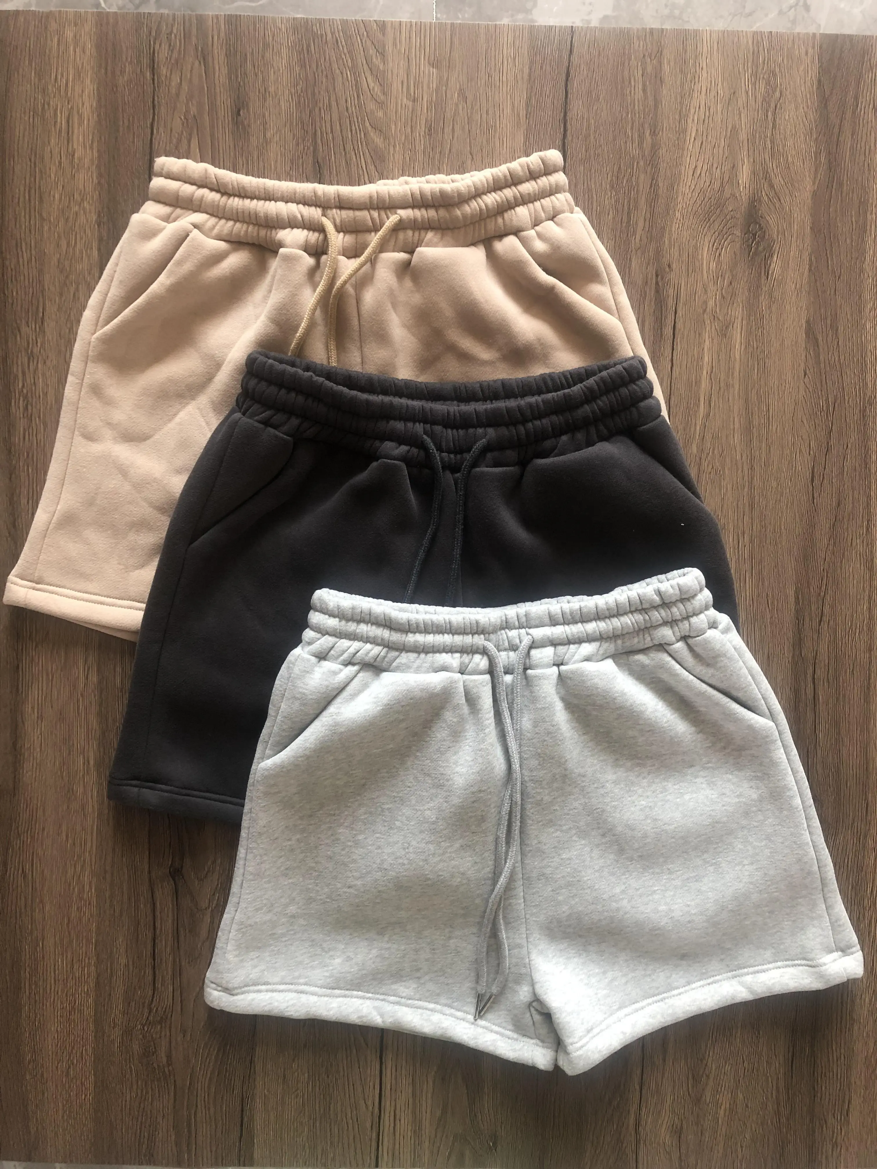 

Track Short Pants Yellow More Colors Women's Plain Fleece Basic Shorts Female Drawstring Waist Straight Leg Casual Comfy Shorts