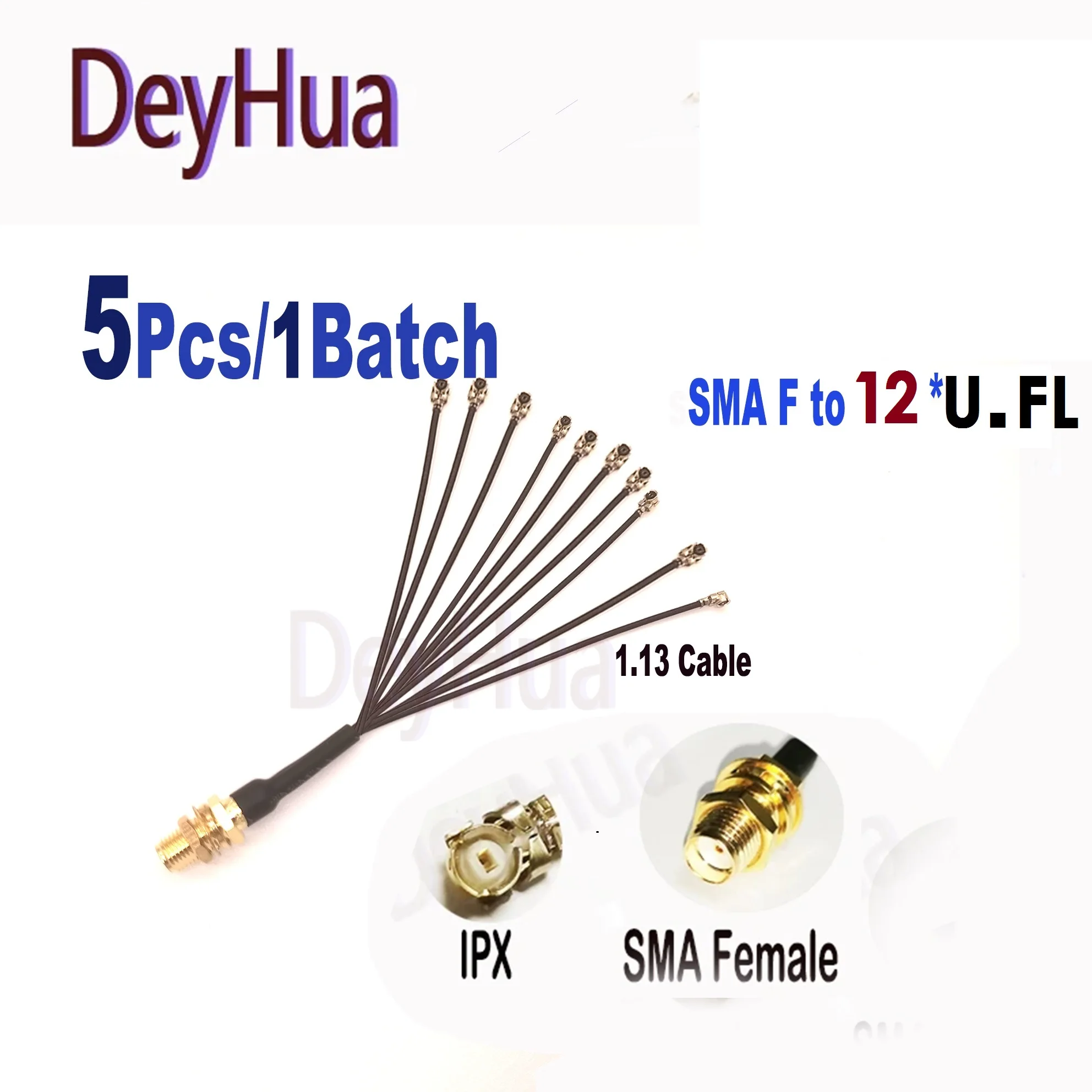 5개 SMA-6xU,FL 분배기 SMA 암-2 3 4 5 6 x U.fl UFL1 암 RG178 케이블 WIFI 안테나 연장 점퍼 피그테일