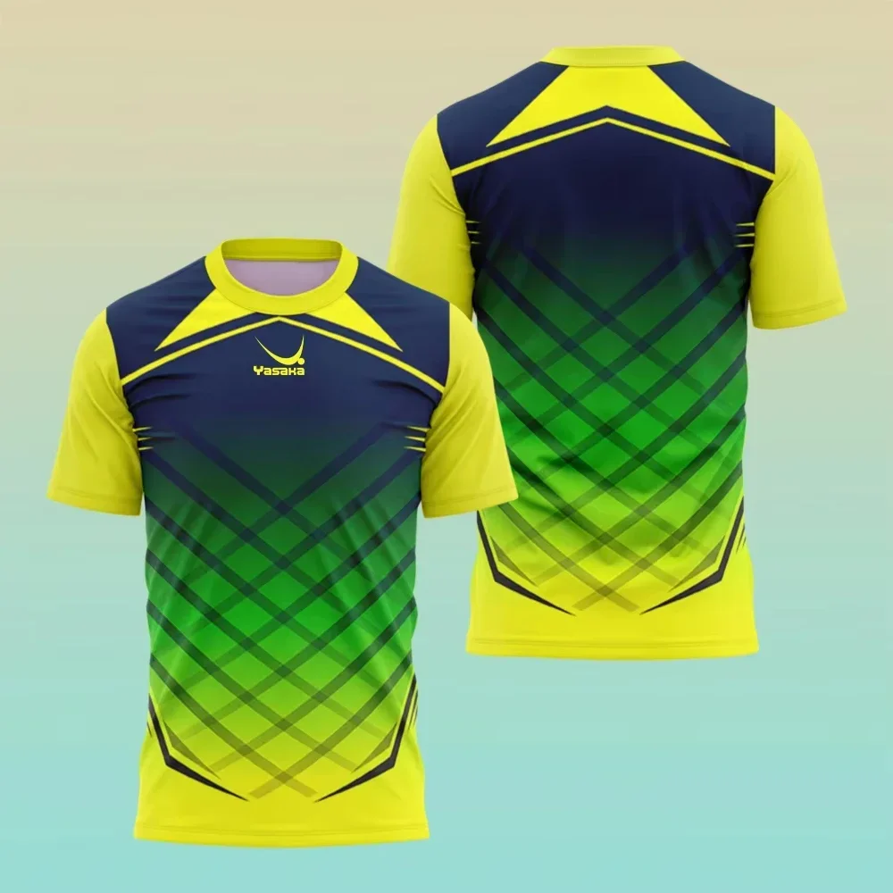 Sommer-Sport-T-Shirt für Herren, Outdoor-Badminton- und Tennis-Sportbekleidung, lässiges, lockeres Kurzarm-Oberteil mit Rundhalsausschnitt, trendiges Laufshirt