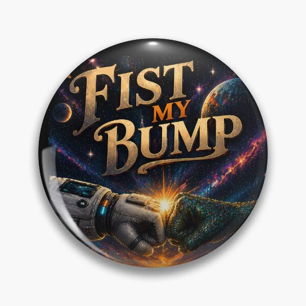 Fist My Bump Pin Holographic Star Heart Pin Brooches Laminated Button Fashion Accessory