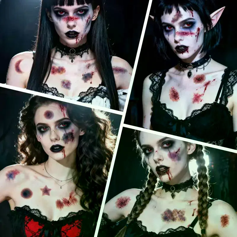 10 Sheets Realistic Halloween Bruise Scar Temporary Tattoos Waterproof Long Lasting For Cosplay Costume Parties Prank Events