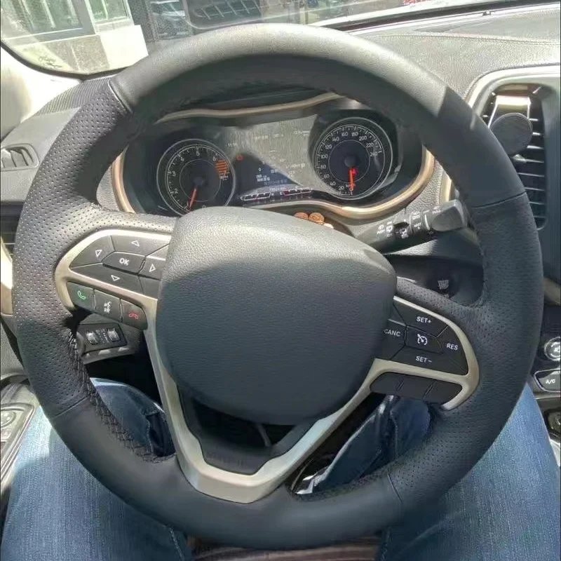 

Car Steering Wheel Cover Microfiber Leather For Grand Cherokee 2014 -2020 DIY Steering-Wheel Cover Wrap Car Interior Accessories