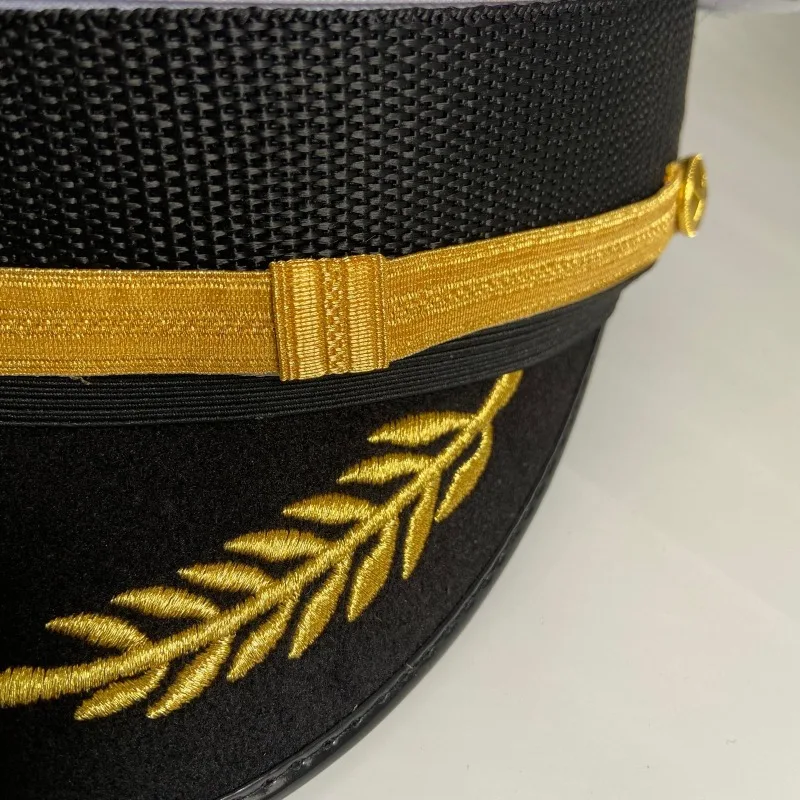 US Armed Dress Cap with Golden Eagle Badge White Captain Hat Uniforms Costume Party for Men Women