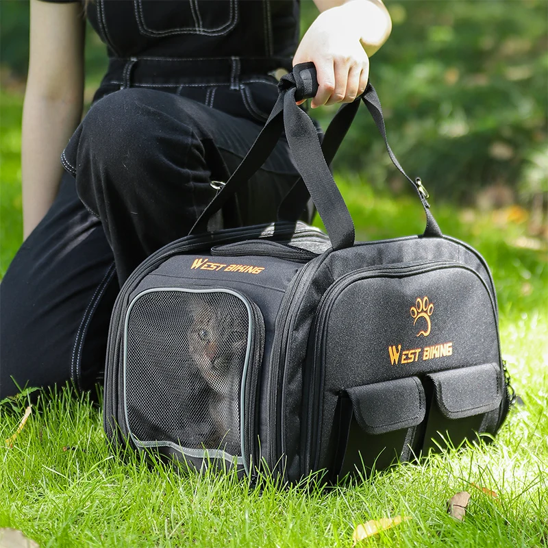 WEST BIKING Cycling Travel Trunk Bags For Pets Foldable Multifunctional Cat Dog Carrier Handbag Shoulder Bag MTB Bike Rear Bag