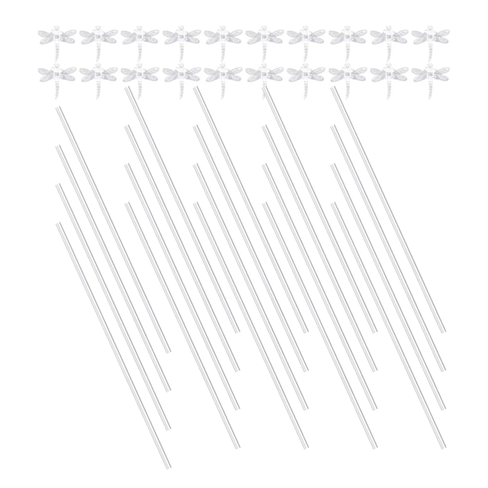 20 مجموعات من أوتاد النباتات الشفافة لدعم نباتات الأكريليك للحديقة والنباتات الداخلية ومشابك الأوركيد القطبية المستقيمة