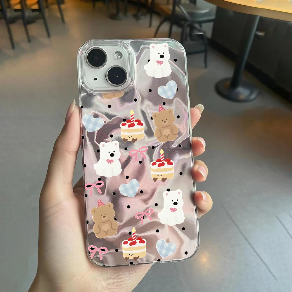 Funda de oso de flores para Motorola Moto EDGE 60 50 Pro 60S 60 50 Fusion G86 G56 G54 G84 G75 G60 G35 50 Ultra G34 E15 G15 cubierta de cadena