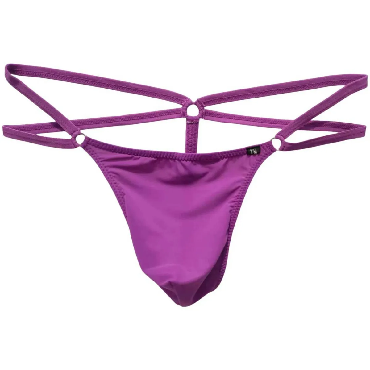 

Men's Ice Silk Thong Double Strap O-ring Sexy Large Pouch Elastic Breathable T-back Underwear