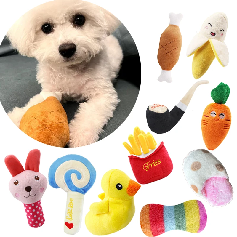 

Pet Plush Toys Animals Cartoon Dog Toy Stuffed Squeaking Cute Plush Puzzle for Dogs Cat Chew Toy
