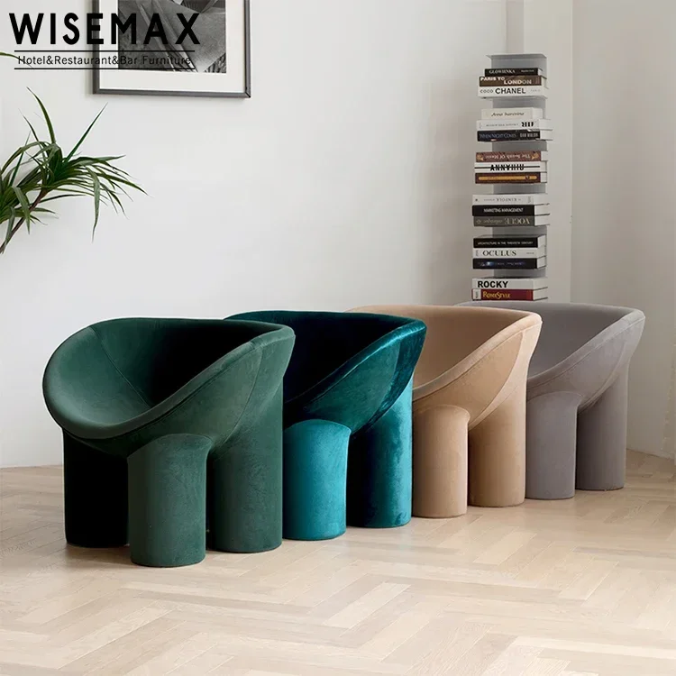 WISEMAX FURNITURE المبيعات الساخنة مسند الذراع الفيل الساق كرسي الترفيه القهوة رولي كرسي أريكة بولي