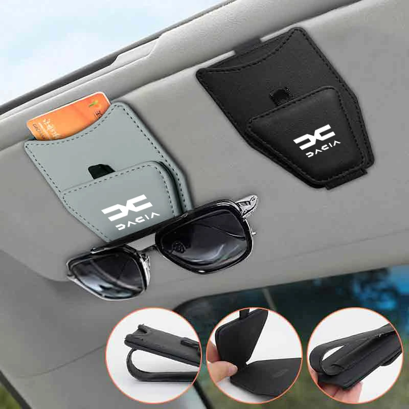 

Car Sticker Visor Glasses Holder Leather Sunglasses Bag Car Stickerd Clip For Dacia Duster Logan Sandero Lodgy Dokker Stepway Mc