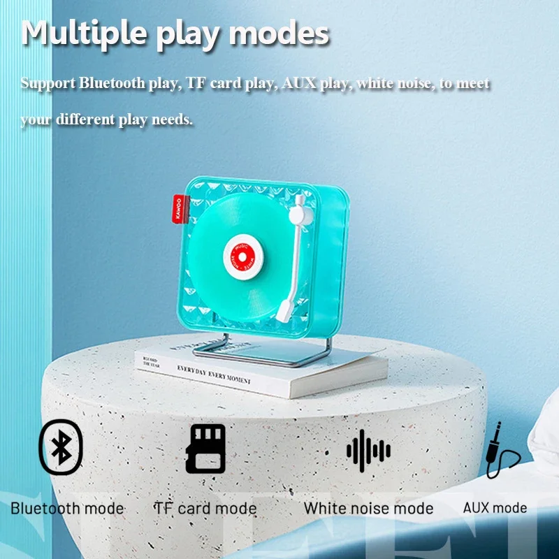 Retro Vinyl Record Player Design Bluetooth Speaker Wireless White Noise Music Box Soundbar RGB Atmosphere Light Music Player