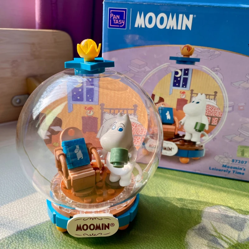 Pantasy-bloques de construcción Moomin Roaming, juguete de dibujos animados para niños, modelo de empalme, colgante de bola de cristal, regalo