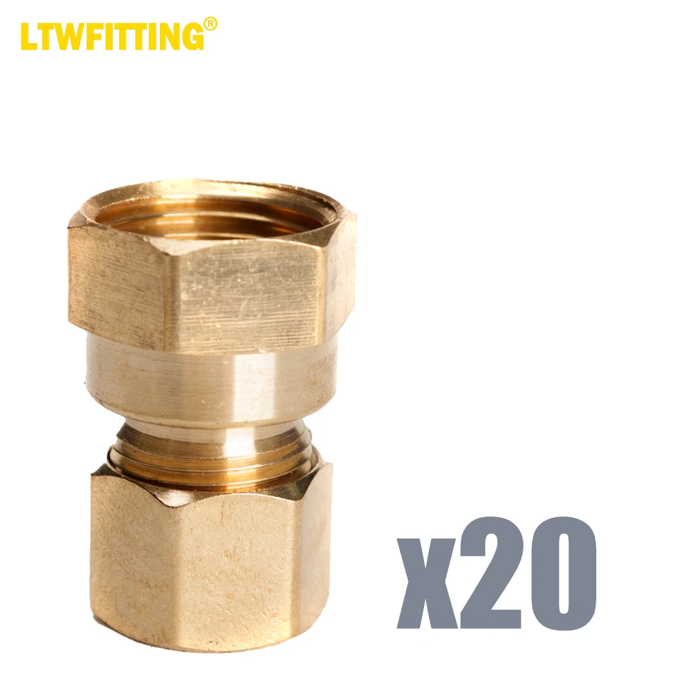 LTWFITTING Brass 1/2-Inch OD x 1/2-Inch Female NPT Compression Connector Fitting(Pack of 20)