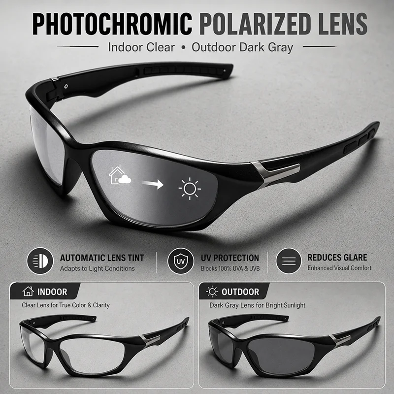 Multifunktionale Polarisierte Photochrome Sportsonnenbrille & Nachtsichtbrille UV400 für Innen- und Außenbereich Universell Einsetzbar – Detail 2