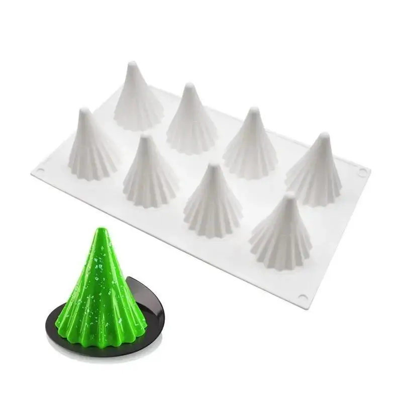 8 Hole Christmas Tree Silicone Mold DIY Chocolate Biscuit Mousse Cake Candle Resin Mould Handmade Baking Craft Supplies