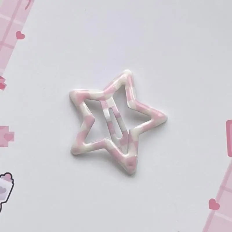 

P9FE 10pcs Stylish Lattice Star Hairpin Colorful Hair Clip Casual Wear Hair Barrettes for Teenagers and Children