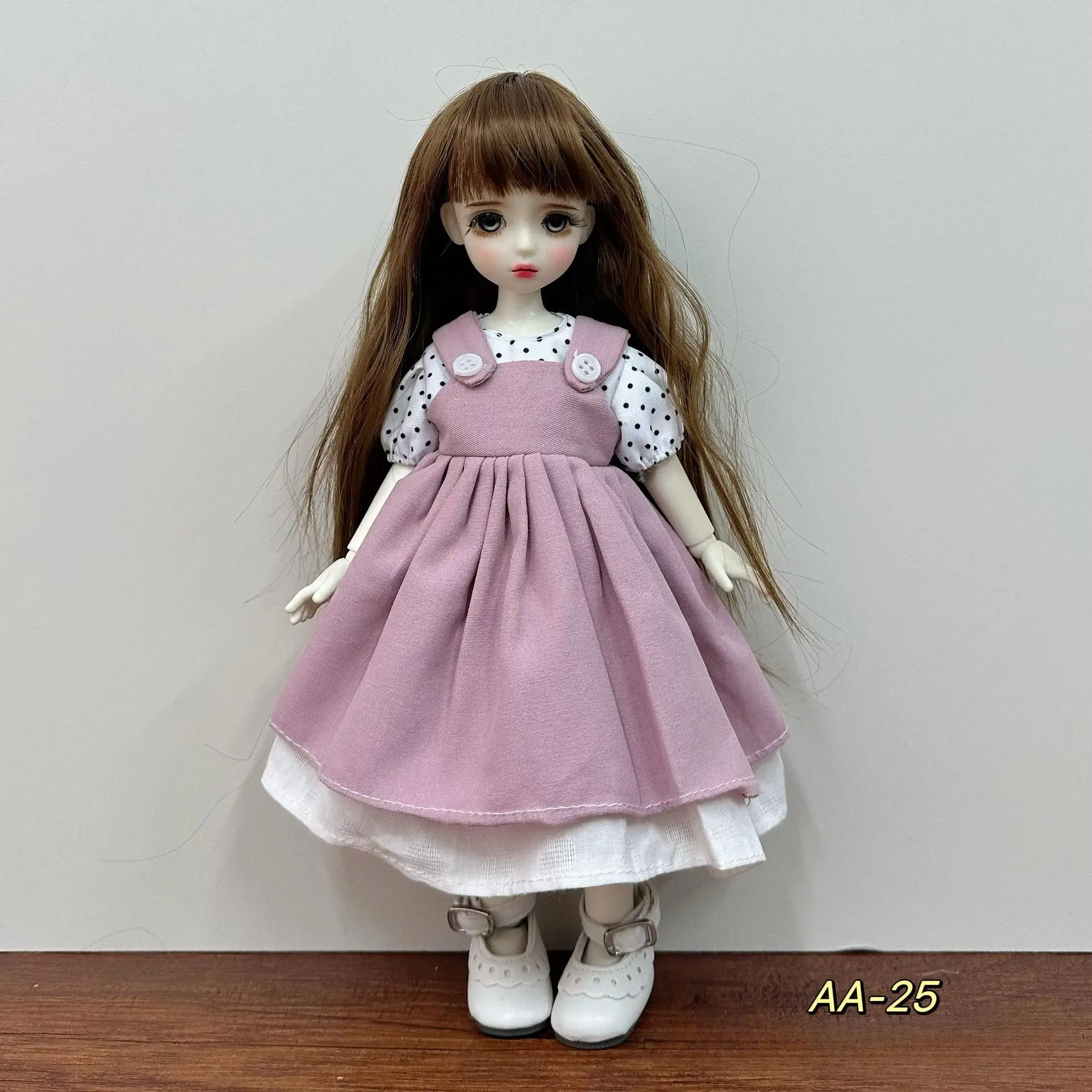 6 points BJD baby clothes 30cm doll dress up skirt doll clothes hand sewn button eye dress