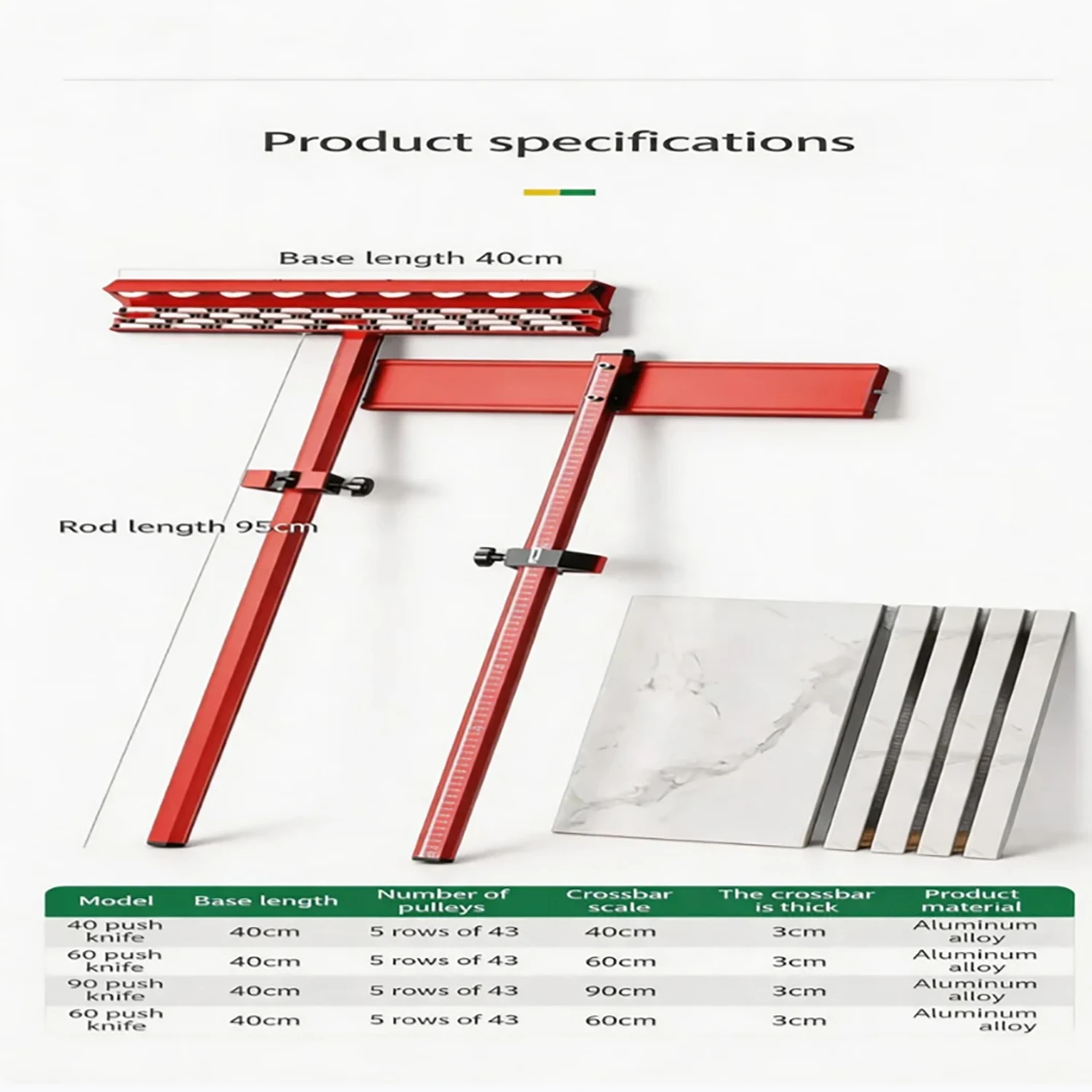 Tile Cutter Manual T-Type Scoring and Cutting Tool Blade Track Push Cutter Professional Scoring Tool for Floor Tiles