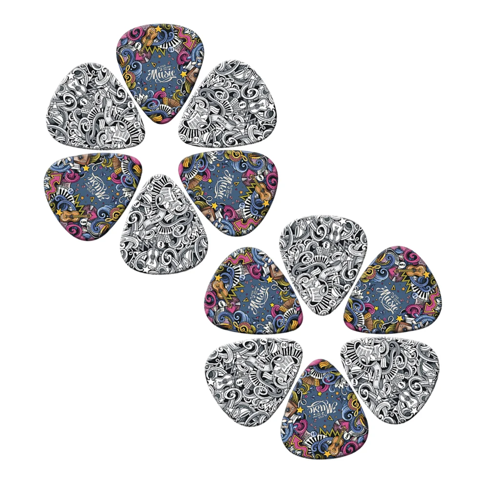 SOACH 10Pcs/lot 0.71 0.46 1.0mm Thickness Cartoon Graffiti Guitar Picks Pattern Guitar Paddles Parts Guitar Accessories pick