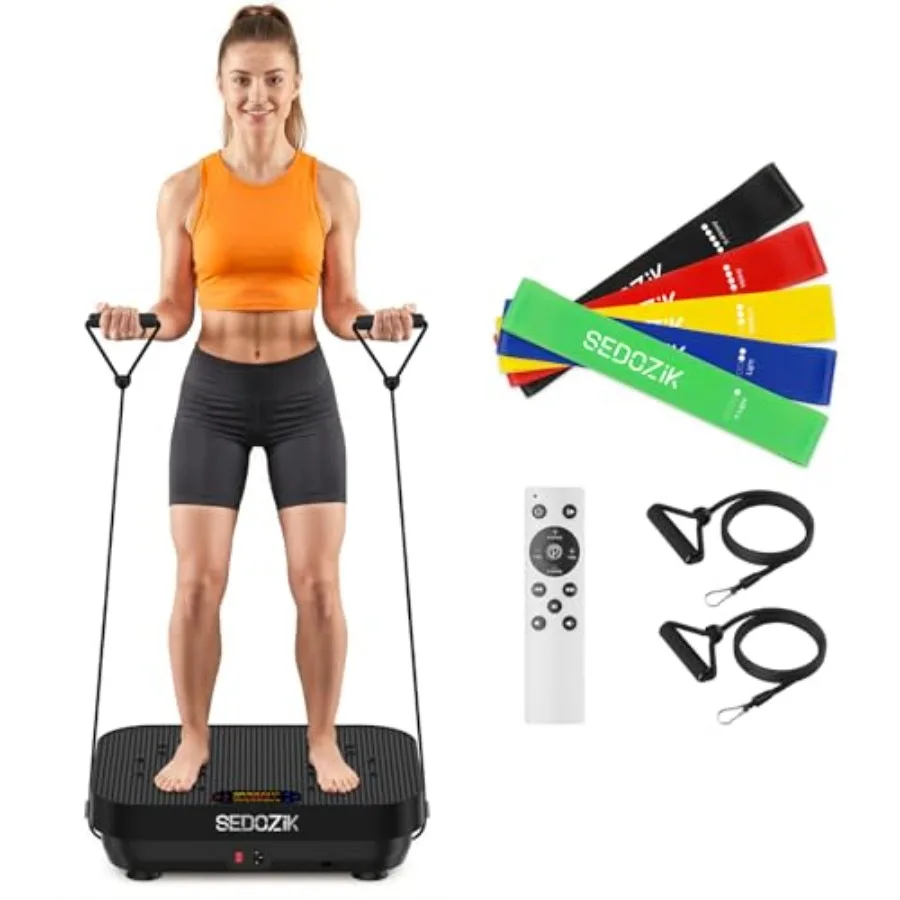 

Vibration Plate Exercise Machine for home lymphatic drainage and weight loss black full-body vibrating platform with resistance